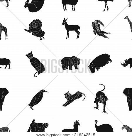 Ostrich emu, crocodile, giraffe, tiger, penguin and other wild animals. Artiodactyla, mammalian predators and animals set collection icons in black style vector symbol stock illustration .