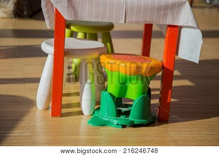 colored stool for kindergarten child with background