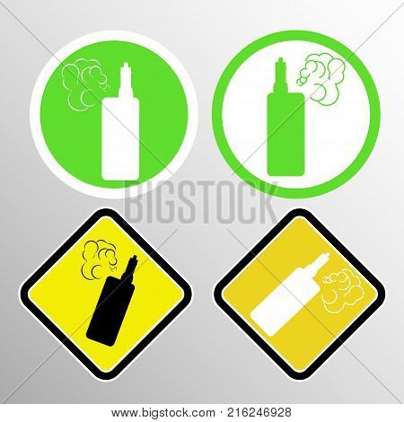 A set of signs with electronic cigarettes a place for smoking