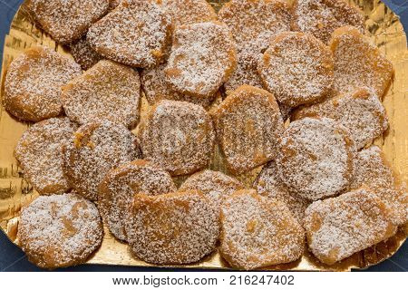 close up typical genoese biscuits canestrelli and cantucci