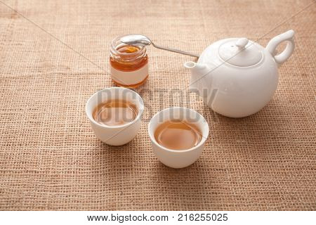 Chinese tea with small teapot and cupstraditional relaxing aromatic drink