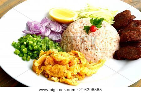 Rice Seasoned with Shrimp Paste or Shrimp Paste Fried Rice