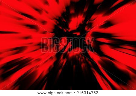 The head of the zombie crumbles into the ashes. Backdrop in genre of horror. Scary character face. Red color.