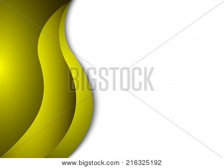 Yellow wave abstract background design shadow effect