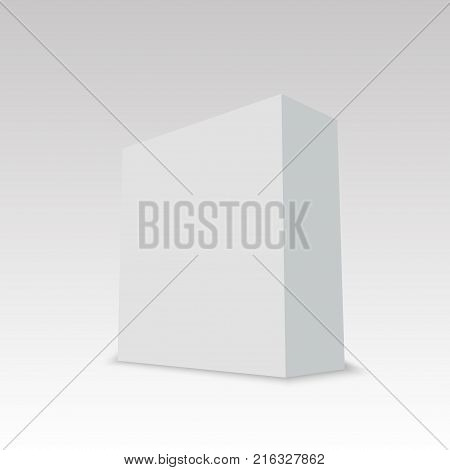 Blank vertical paper box perspective view. Vector illustration.