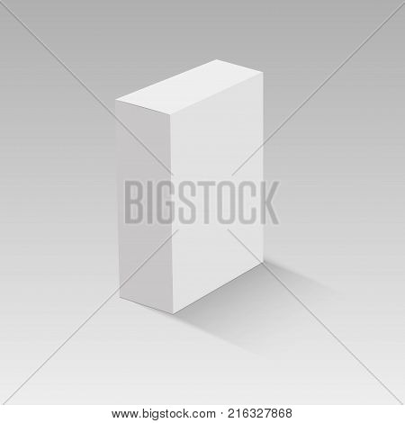 Blank vertical paper box perspective view. Vector illustration.