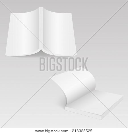Blank of opened book, magazine or brochure template. vector.