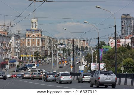 Omsk Russia - Jule 30 2016: Maslennikov Street in the city of Omsk
