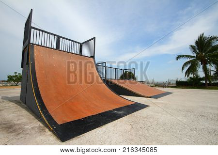 nice skate and other sports park on puplic xtreme park