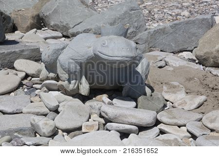 Dederkoy, Tuapse District, Krasnodar Region, Russia - July 7, 2013: The princess frog on the beach in Dederkoe