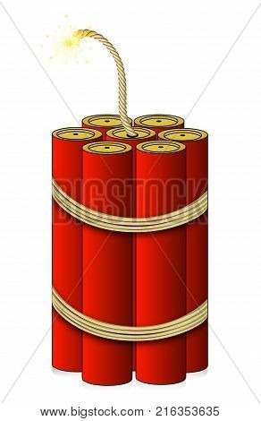 Broken winded large dynamite, vector art illustration.