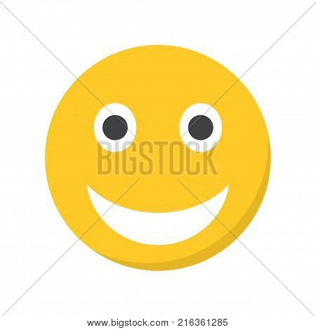 Smiling emoji with open mouth. Vector illustration