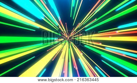Abstract green-yelow jump in time spacewarp spin