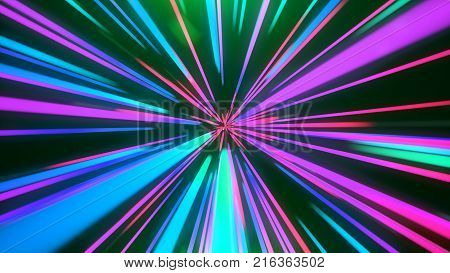 Abstract blue-pink jump in time spacewarp spin