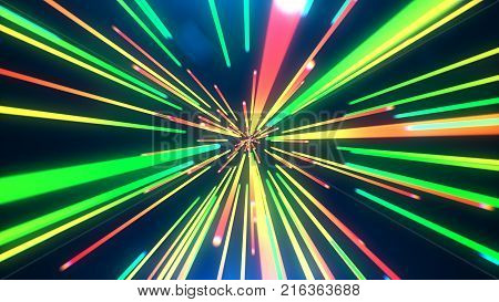 Abstract green-yelow jump in time spacewarp spin