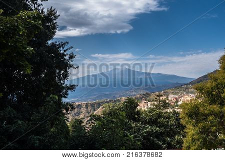 View To Etna Over Taormina In Sizily