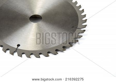 Circular saw blade for wood work isolated on white