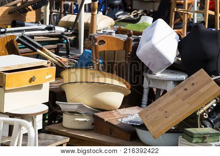 TEL AVIV-JAFFA, ISRAEL - 24 NOVEMBER 2017:Street flea market of old things and antiques in the old district of Tel Aviv