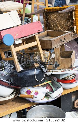 TEL AVIV-JAFFA, ISRAEL - 24 NOVEMBER 2017:Street flea market of old things and antiques in the old district of Tel Aviv