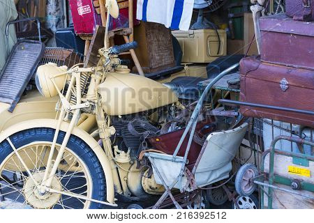 TEL AVIV-JAFFA, ISRAEL - 24 NOVEMBER 2017:Street flea market of old things and antiques in the old district of Tel Aviv