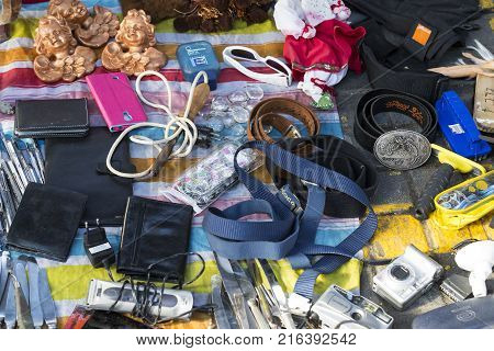 TEL AVIV-JAFFA, ISRAEL - 24 NOVEMBER 2017:Street flea market of old things and antiques in the old district of Tel Aviv