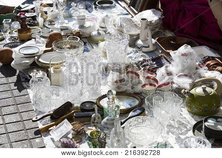 TEL AVIV-JAFFA, ISRAEL - 24 NOVEMBER 2017:Street flea market of old things and antiques in the old district of Tel Aviv