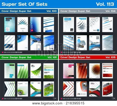 Set of design of business vector template, brochure, abstract annual report, cover, flyer in A4 with olourful round, soft, triangular shapes, abstract lines for finance, teamwork with background.