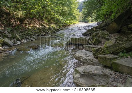 River Wetlina in Bieszczady National Park. Sine wiry.