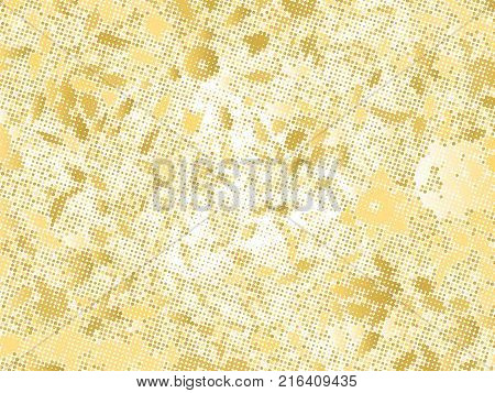 Gold sequins texture. Abstract halftone background. Vector golden pattern of round elements