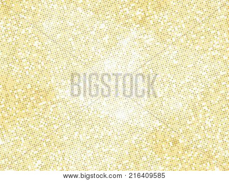 Gold sequins texture. Abstract halftone background. Vector golden pattern of round elements