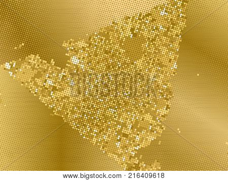 Gold sequins texture. Abstract halftone background. Vector golden pattern of round elements