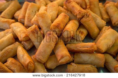 Group of Deep fried spring rolls or Thai Spring Roll
