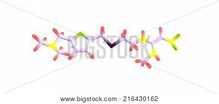 Ranitidine Molecular Structure Isolated On White