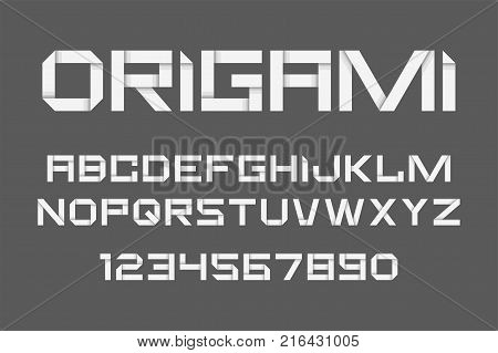 Vector of paper folding font and alphabet