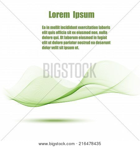 Abstract green wavy lines. Colorful vector background. Green smoke wave. Transparent green wave lines.