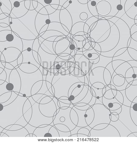 Abstract geometric pattern by the points, circles. Gray and white texture. A seamless vector background.