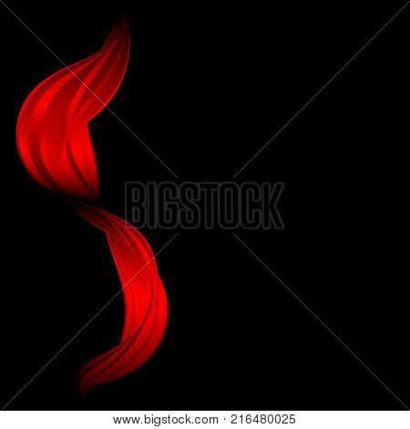 Vector black background with red swirls of smoke