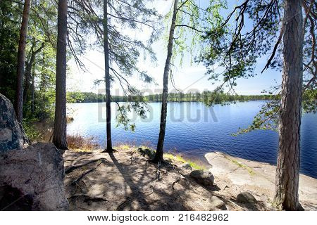 Beautiful Lake In The National Park Repovesi, Finland, South Karelia.