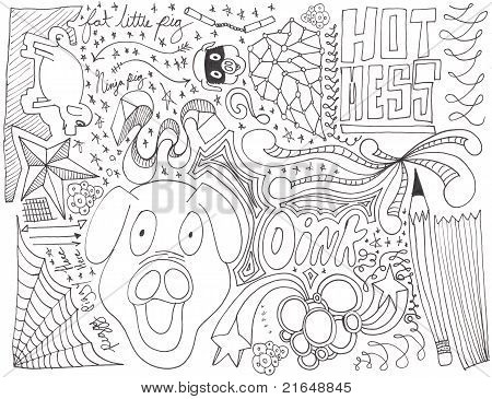 Hand getrokken varken doodles