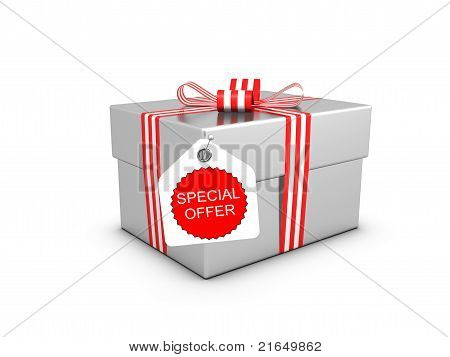 特别优惠和礼品盒。在白色背景上孤立
