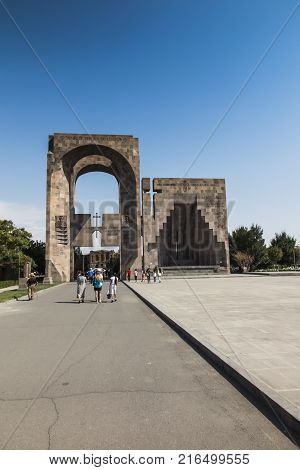 Main entrance to the monastery complex in Echmiadzin Armenia