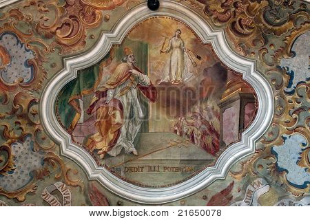 Our Lady bestows the Scapular upon St. Simon Stock