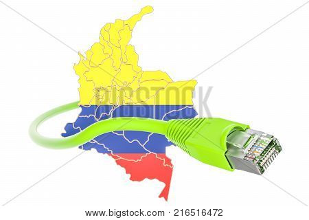 Internet connection in Colombia concept. 3D rendering isolated on white background