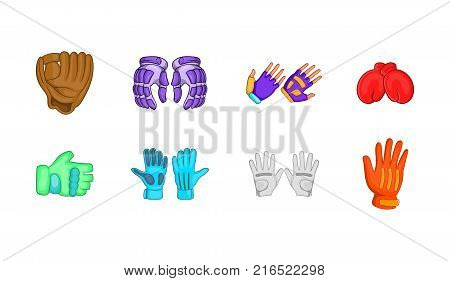 Sport gloves icon set. Cartoon set of sport gloves vector icons for your web design isolated on white background
