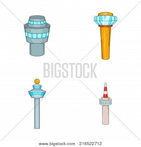 Airport tower icon set. Cartoon set of airport tower vector icons for your web design isolated on white background