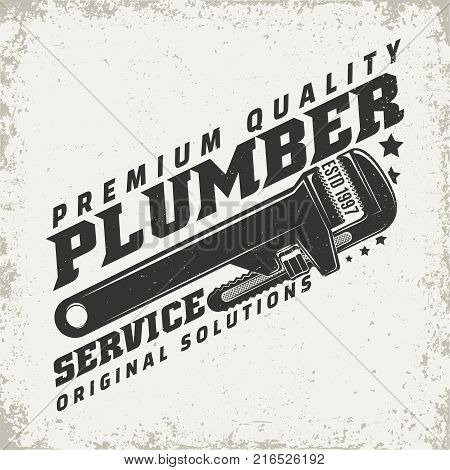 Vintage logo graphic design, print stamp, plumber typography emblem, Creative design, Vector