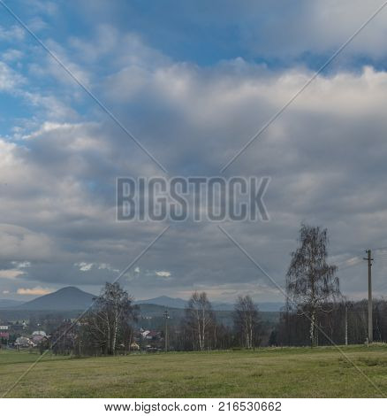 Bynovec village in Ceske Svycarsko national park in autumn afternoon