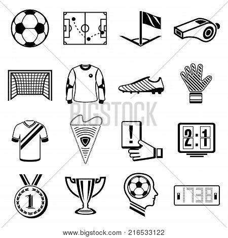 Soccer football icons set. Simple illustration of 16 soccer football vector icons for web