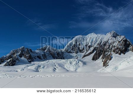 deep snow on the mountain range in Winter