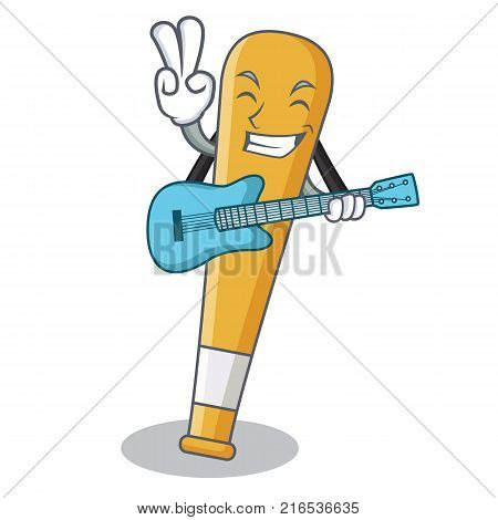 With guitar baseball bat character cartoon vector illustration